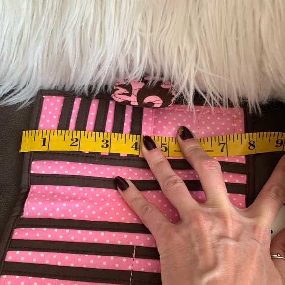 Belvah Pink/Brown Quilted Cotton Damask Wallet - Picture 5 of 6